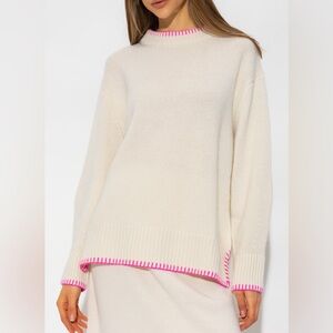 Lisa Yang Agatha Cashmere Contrast-Trim Pullover Sweater